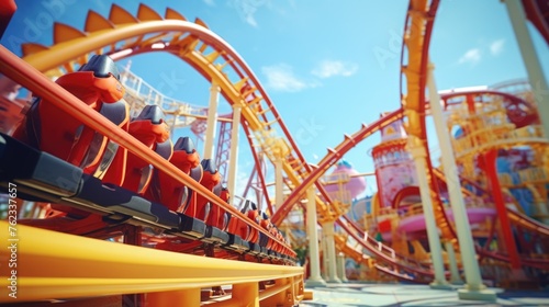 A thrilling roller coaster ride going down a steep track. Suitable for adrenaline junkies and amusement park enthusiasts