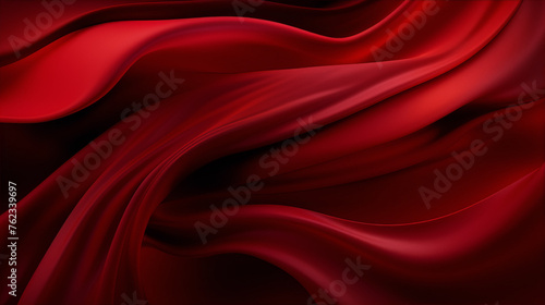 Abstract red silk or satin fabric with waves. 3D rendering.