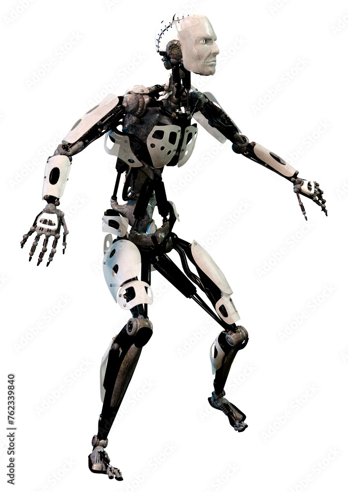 3D Rendering Male Robot on White 3D Rendering Male Robot on White