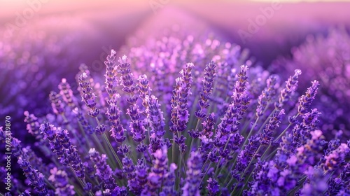 Blooming field lavender  Lavandula Angustifolia 