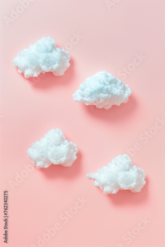white clouds isolated on pink background 