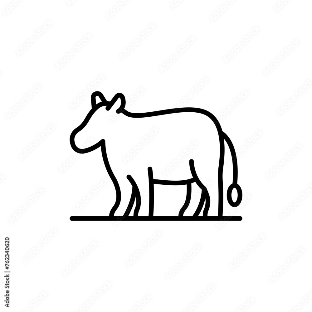 Cow outline icons, minimalist vector illustration ,simple transparent graphic element .Isolated on white background