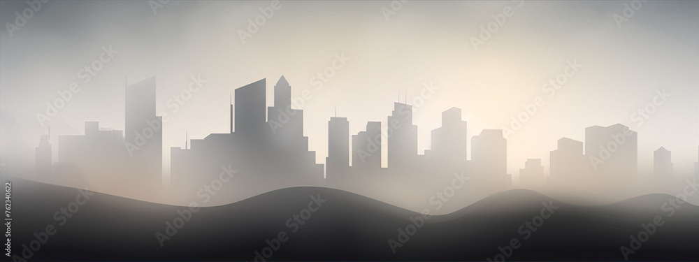 Cityscape in the morning mist.