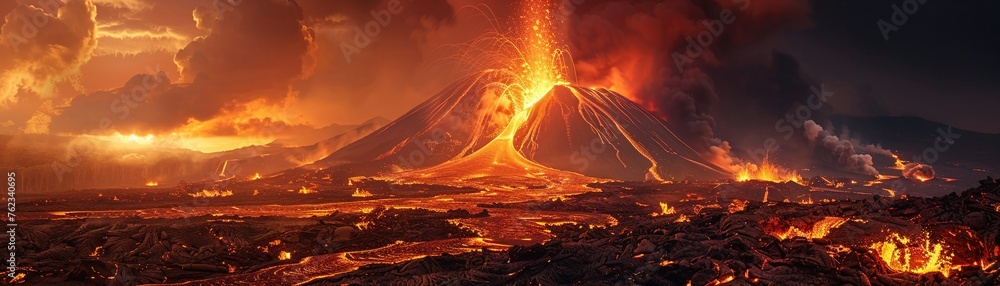 Capturing the intense power and natural beauty of the volcanic activity - obrazy, fototapety, plakaty 
