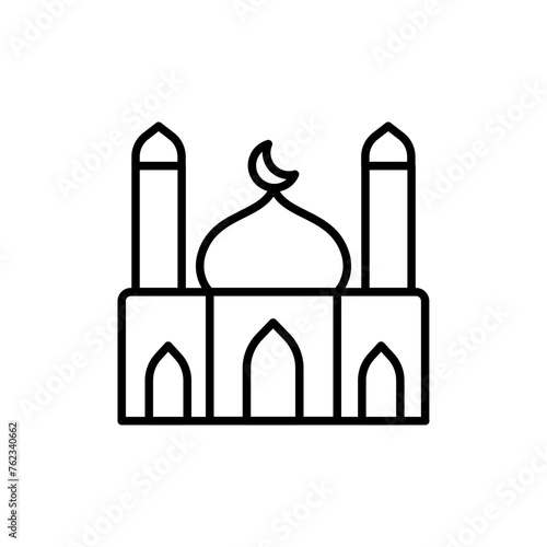 Mosque outline icons, minimalist vector illustration ,simple transparent graphic element .Isolated on white background