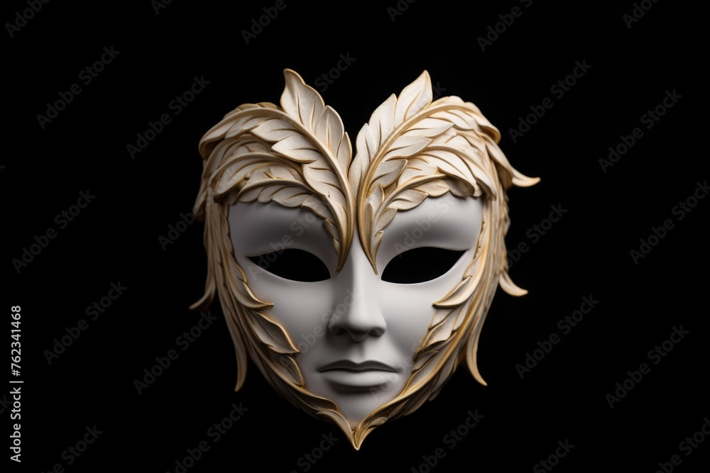 Close-up of a mask on a dark background. Ideal for mysterious or dramatic themed designs Close-up of a mask on a dark background. Ideal for mysterious or dramatic themed designs