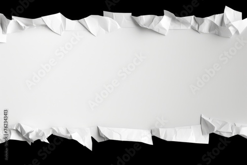 A piece of torn paper on a black background. Ideal for adding text or graphics photo