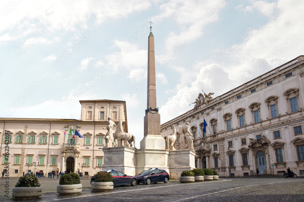 Quirinal obelisk at Pizza del Quirinale in Rome, Italy