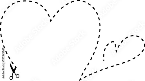 Heart dotted line with scissors