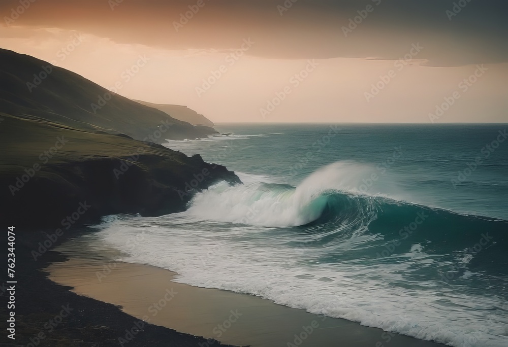 Big breaking Ocean wave on a sandy beach on the north shore of Oahu Hawaii Big breaking Ocean wave on a sandy beach on the north shore of Oahu Hawaii