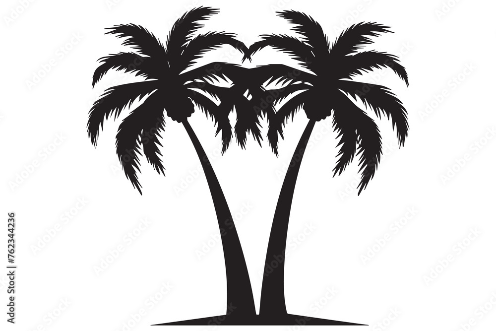 Obraz premium black silhouette Palm trees vector set
