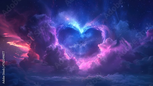 Iridescent cosmic cloud galaxy heart photo