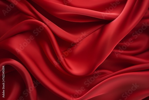 Luxurious Red silk background. Satin fabric. Generate Ai