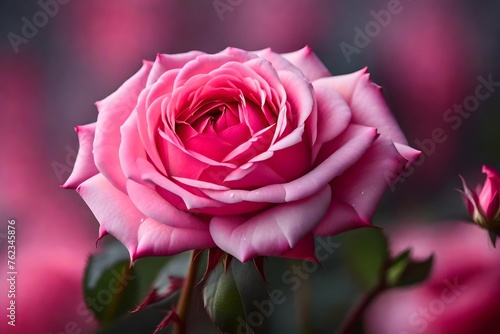 An artistic portrayal of a pink rose showcasing its soft petals  realistically captured in