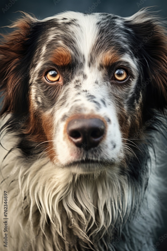 Close-up of a dog looking directly at the camera, suitable for various pet-related projects