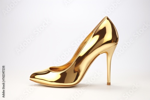 a gold high heeled shoe
