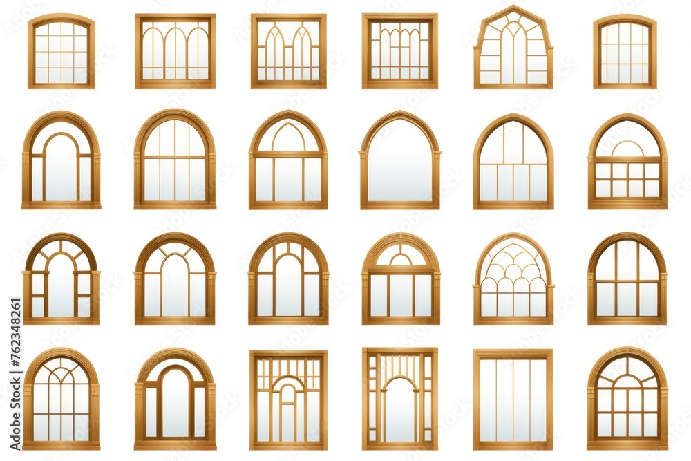 Collection of windows with different glass styles. Ideal for architectural designs