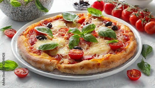 pizza with tomatoes and mushrooms