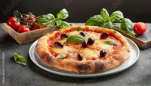 pizza with tomato and basil