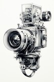 Detailed black and white drawing of a camera. Suitable for photography or technology concepts