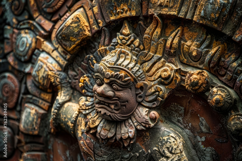 Detailed view of a lion statue, showcasing intricate features and craftsmanship