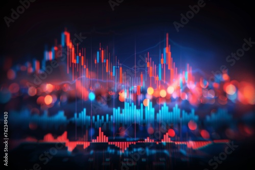 Stock market forex trading financial charts and graphs on blurred business background. Analysis of trade data, investment strategy. Economic growth, banking, finance. Ideal for business presentation