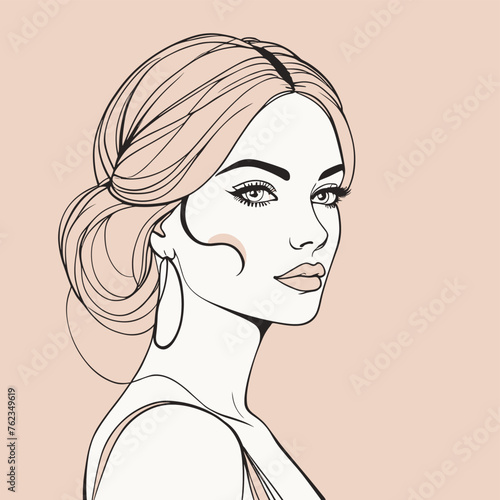 Woman line art portrait illustration vector design