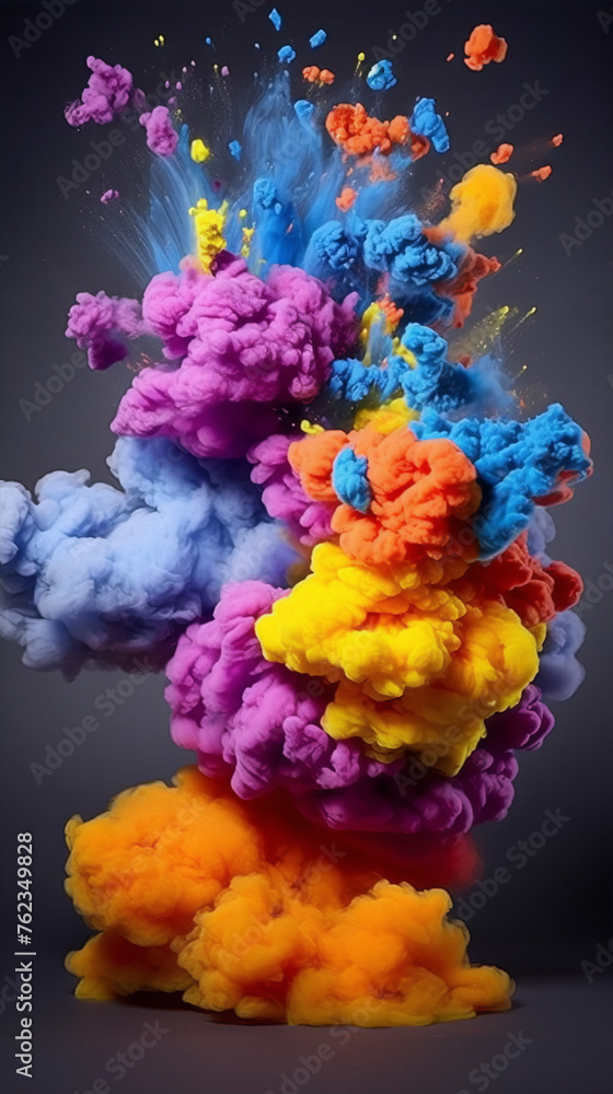 Obraz premium Abstract red and pink color paint splash in water on black background