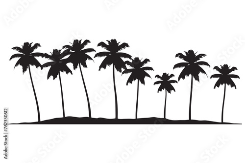 black silhouette Palm trees vector set
