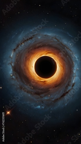 Blue Swirl Galaxy in Space with Light Motion and Dark Glow Texture , Blackhole on Space