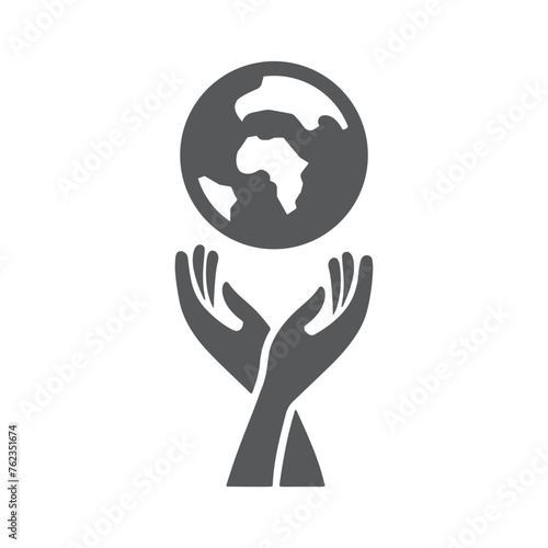 Hands holding globe earth, web, icon.