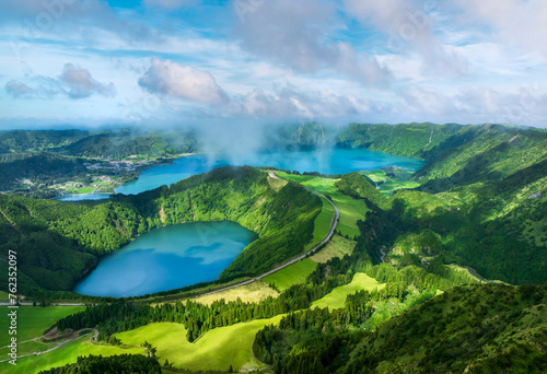 Sete Cidades dual lakes in São Miguel, showcasing the Azores volcanic landscapes and lush natural beauty