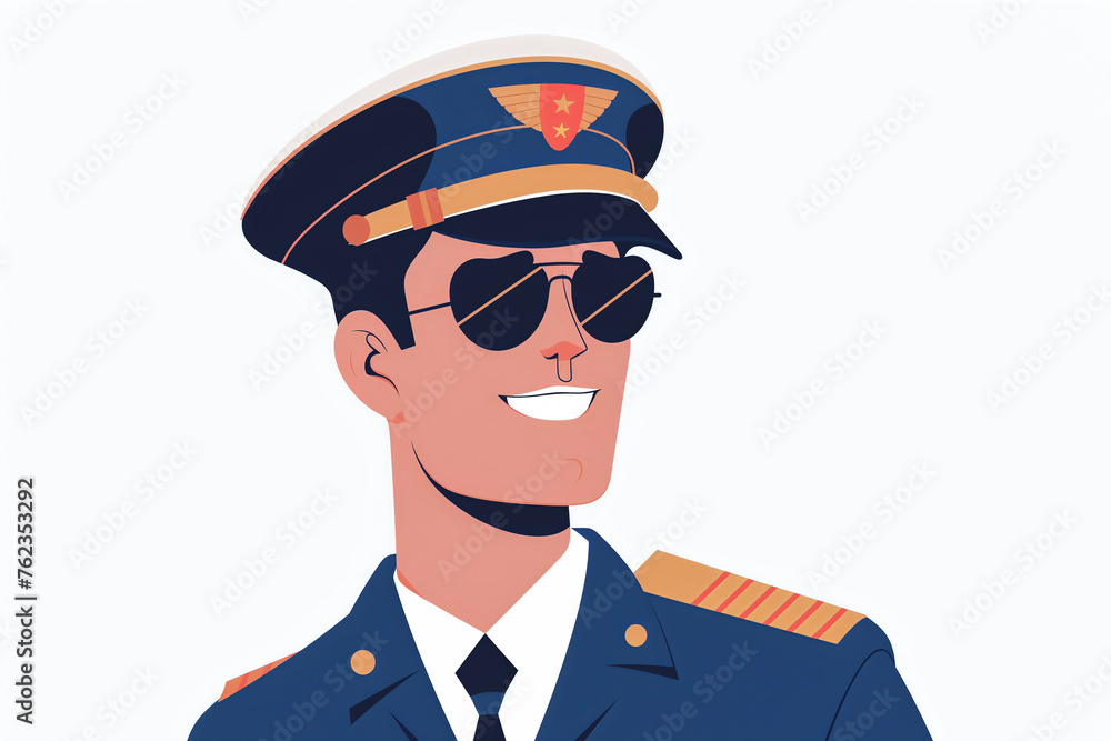 Pilot in Uniform with Sunglasses Pilot in Uniform with Sunglasses