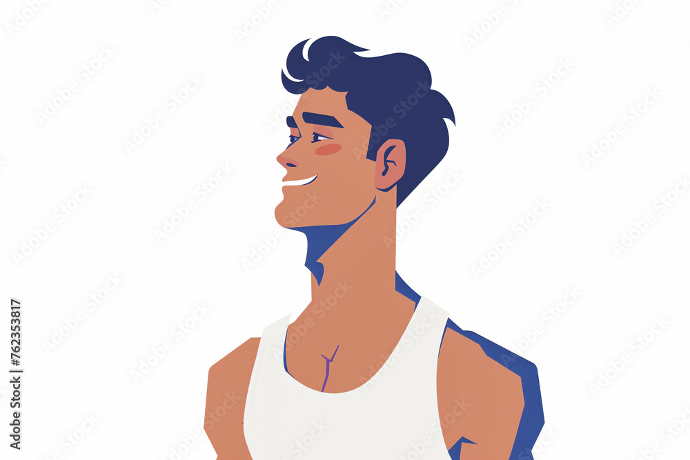 Fototapeta premium Profile of a Fit Male in Tank Top