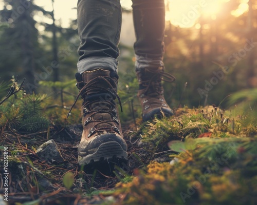 Dawn breaks as hikers' boots hit the trail, a journey through the awakening forest