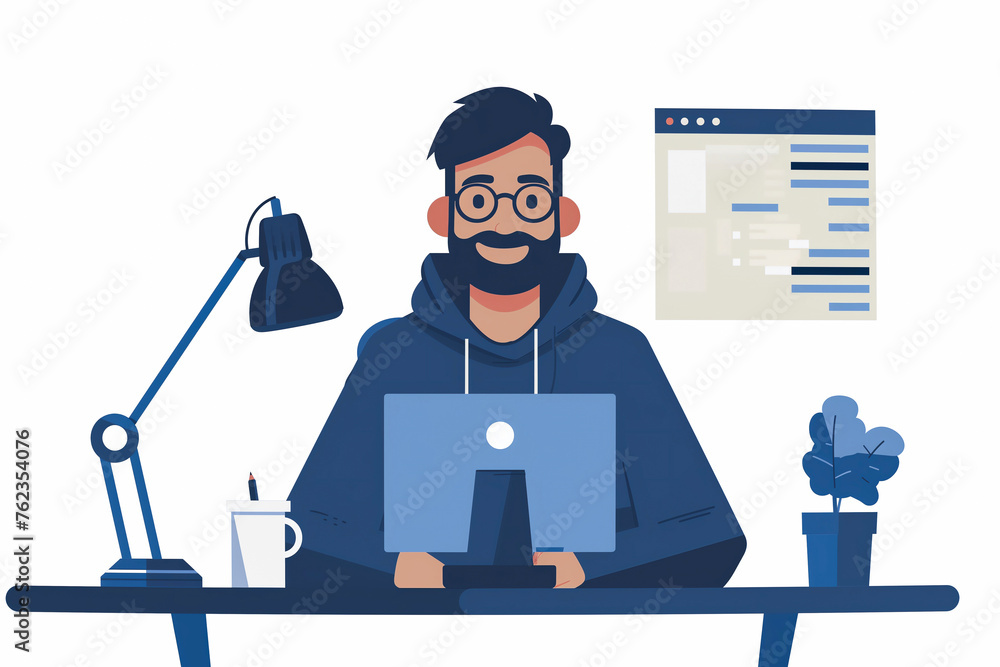 Professional Working at Computer Desk Professional Working at Computer Desk