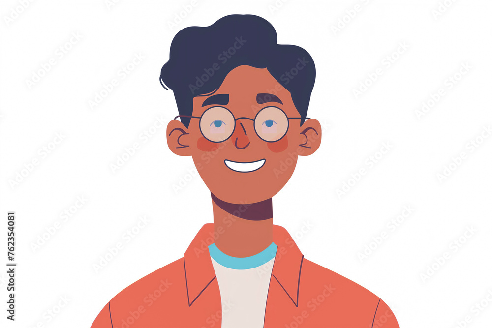 Smiling Young Man with Glasses Illustration