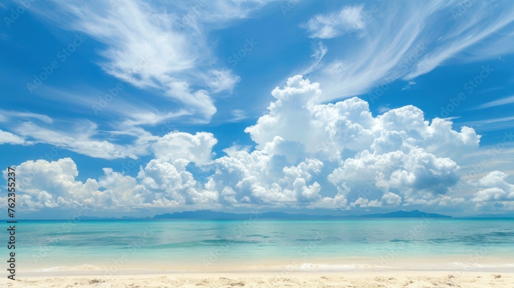 Pristine Paradise: White Sand Beach Meets Serene Blue Skies - Generative AI Pristine Paradise: White Sand Beach Meets Serene Blue Skies - Generative AI