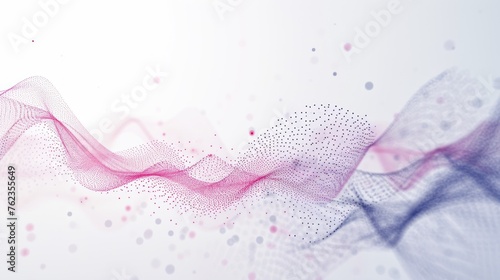 Sound waves of bright particles and music motion visuals, Abstract waves of glowing particles.white background