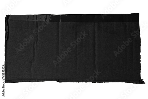 A piece of black cardboard on a blank background