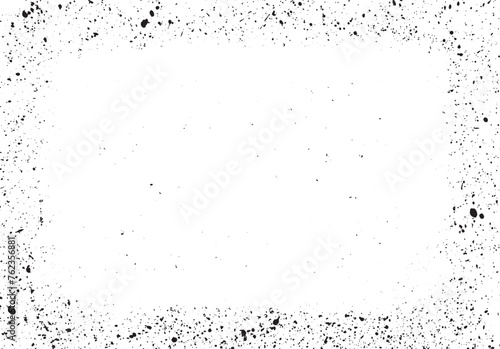 Fondo abstracto grunge con salpicaduras y suciedad, textura marco en negro con efecto de spray de gotas gordas, recurso banner con efecto enmarcado. Espacio para texto o imagen