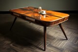 Sturdy Retro coffee table. Wood vintage. Generate Ai