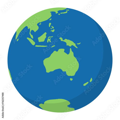 SDGsやエコロジーイメージのオーストラリア大陸を中心とした地球ベクターイラスト
