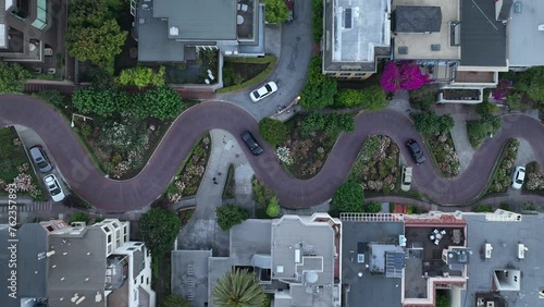 Aerial video of lombard street San Francisco