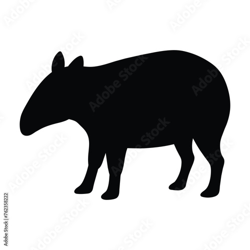 silhouette of a Tapir on white