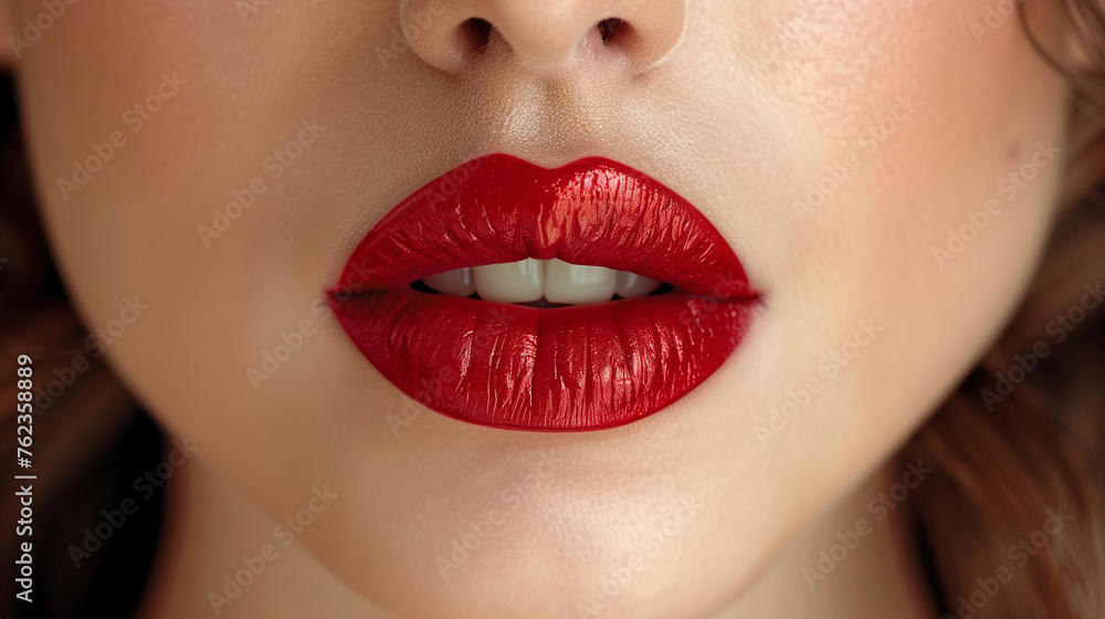 Sexy Red Lips close up. Beautiful Perfect Makeup. Beautiful red Lip Gloss. Cosmetic.mouth open, big lips. Cosmetic beauty procedures. Sexy Red Lips close up. Beautiful Perfect Makeup. Beautiful red Lip Gloss. Cosmetic.mouth open, big lips. Cosmetic beauty procedures.