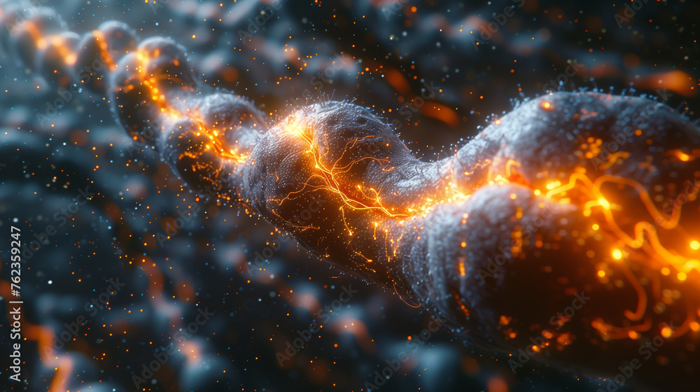 Abstract close up neurons cells presentation. Synapses and axones ...