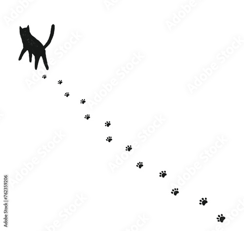 Obraz na płótnie 猫と足跡