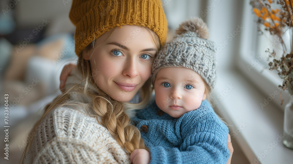 Parenting and new life concept. Mother holding newborn baby boy in her arms. Parenting and new life concept. Mother holding newborn baby boy in her arms.
