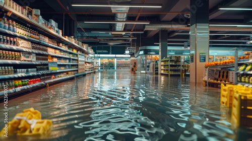 Flooded supermarket